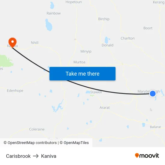Carisbrook to Kaniva map