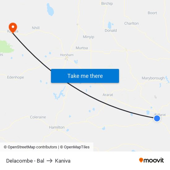 Delacombe - Bal to Kaniva map