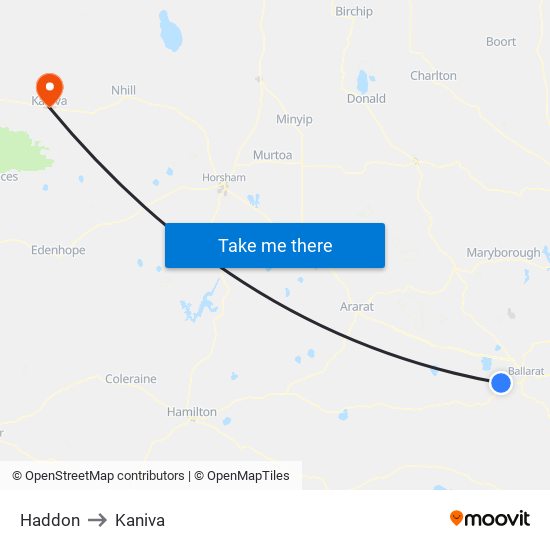 Haddon to Kaniva map