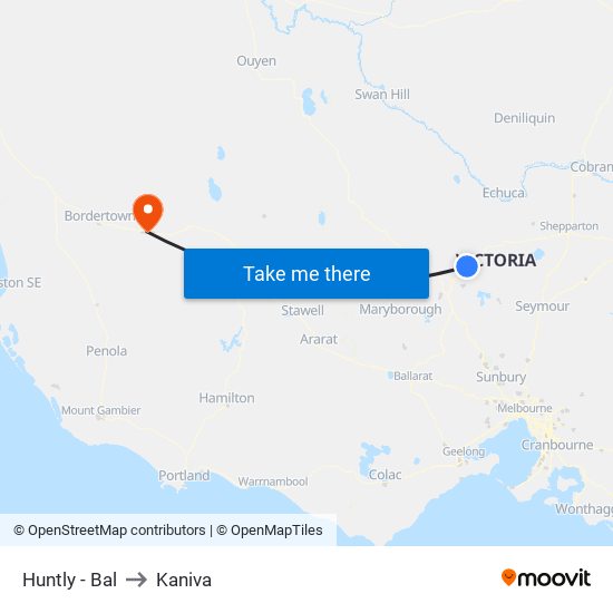 Huntly - Bal to Kaniva map