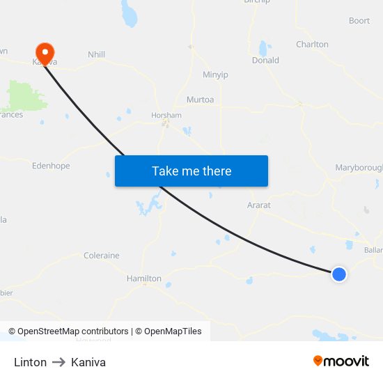 Linton to Kaniva map