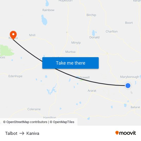 Talbot to Kaniva map