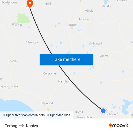 Terang to Kaniva map