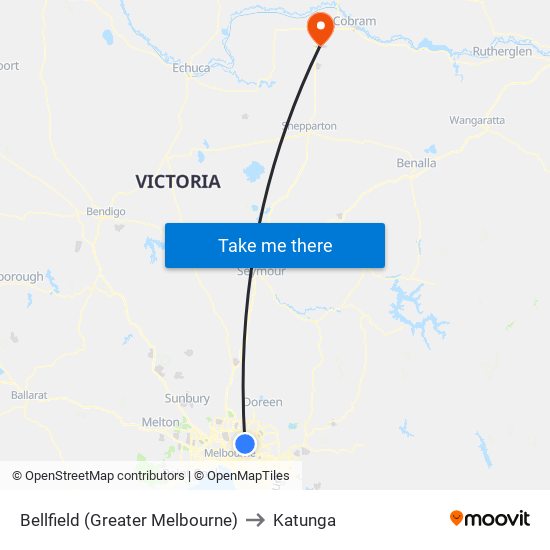 Bellfield (Greater Melbourne) to Katunga map