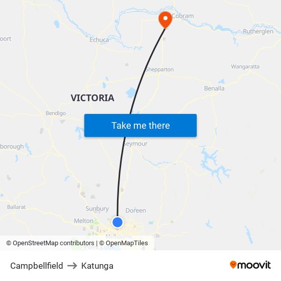 Campbellfield to Katunga map