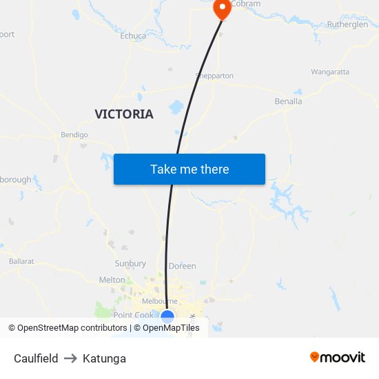 Caulfield to Katunga map