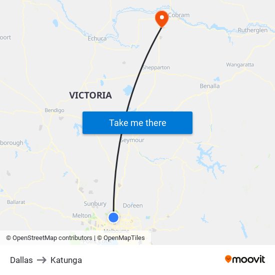 Dallas to Katunga map