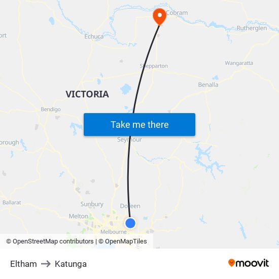 Eltham to Katunga map