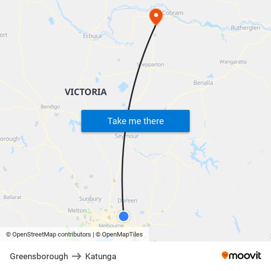 Greensborough to Katunga map