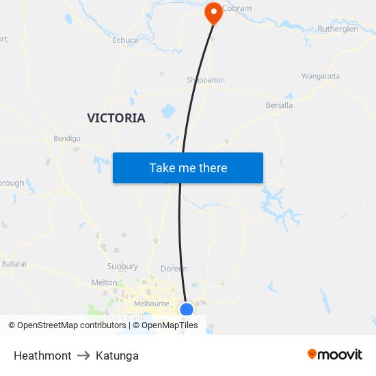 Heathmont to Katunga map