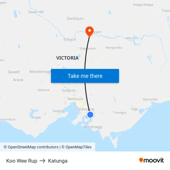 Koo Wee Rup to Katunga map