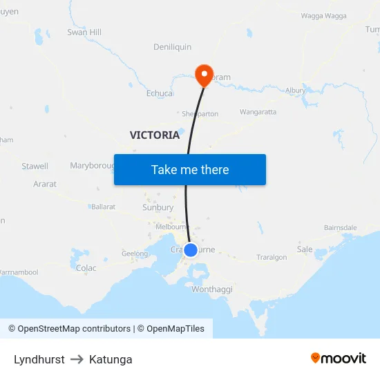 Lyndhurst to Katunga map