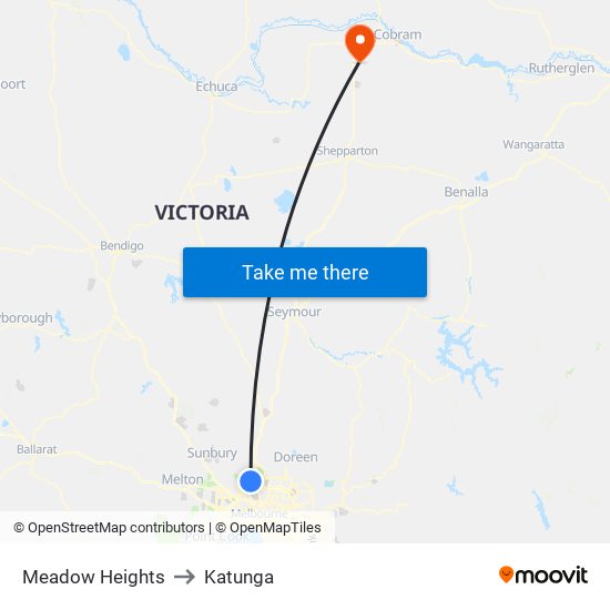 Meadow Heights to Katunga map