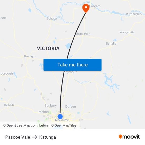 Pascoe Vale to Katunga map