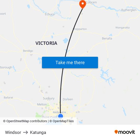 Windsor to Katunga map