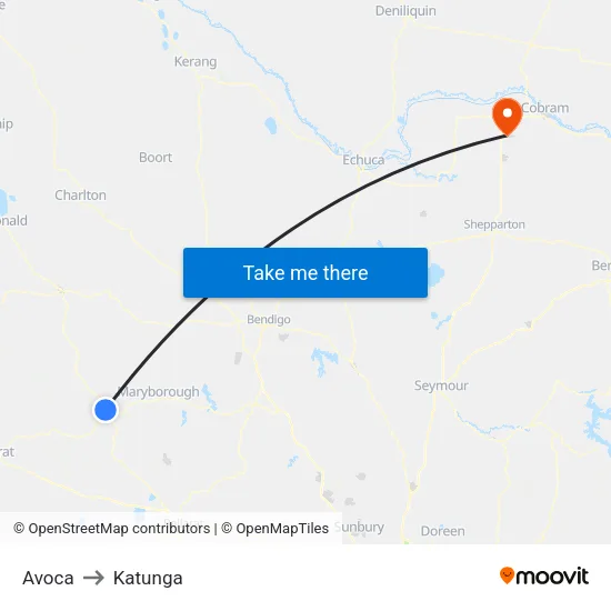 Avoca to Katunga map