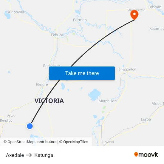 Axedale to Katunga map