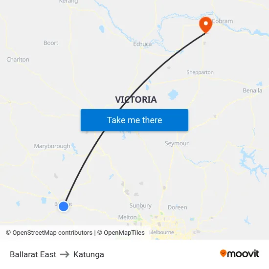 Ballarat East to Katunga map