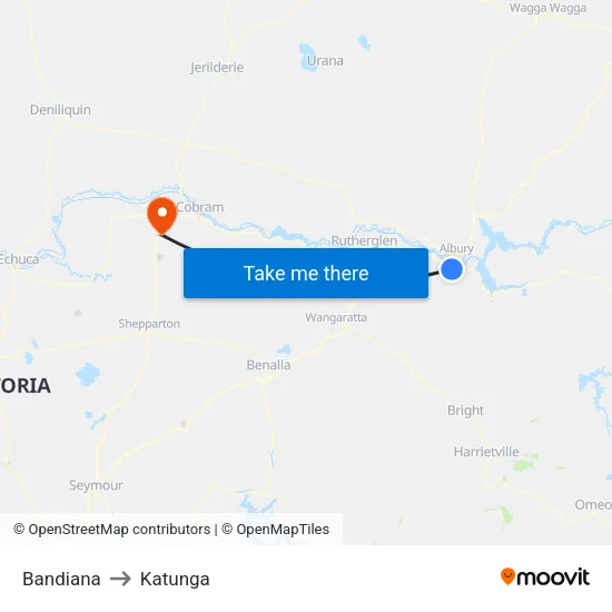 Bandiana to Katunga map