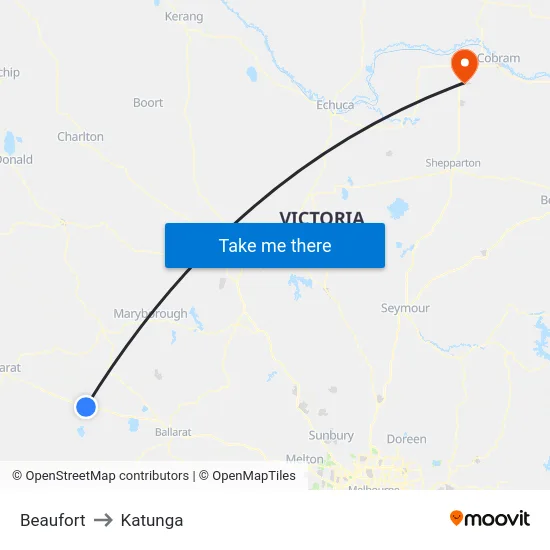 Beaufort to Katunga map