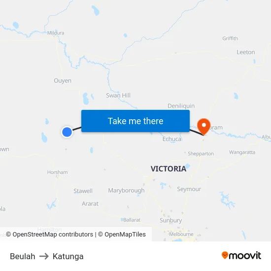 Beulah to Katunga map