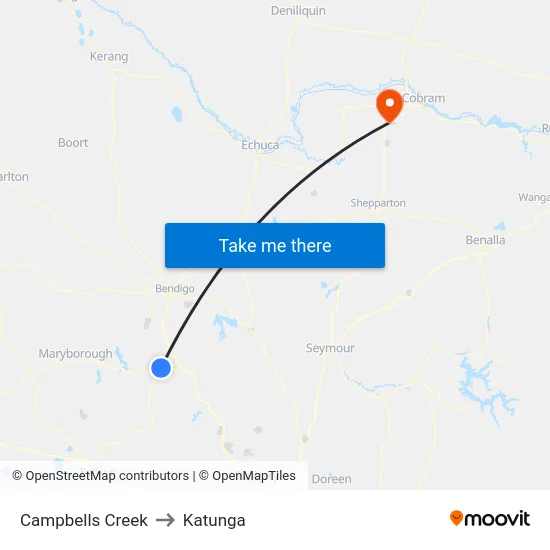 Campbells Creek to Katunga map