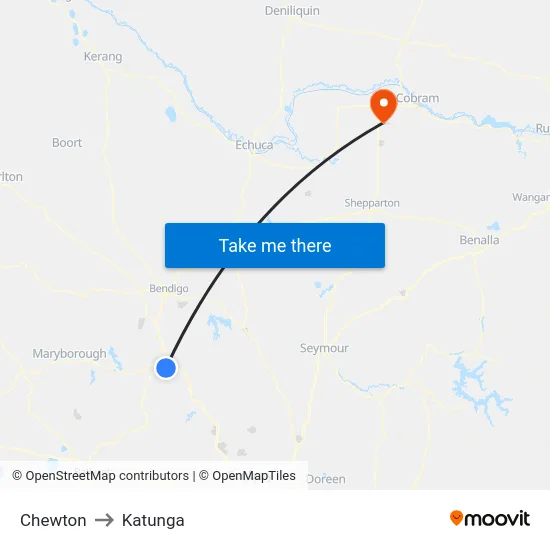 Chewton to Katunga map
