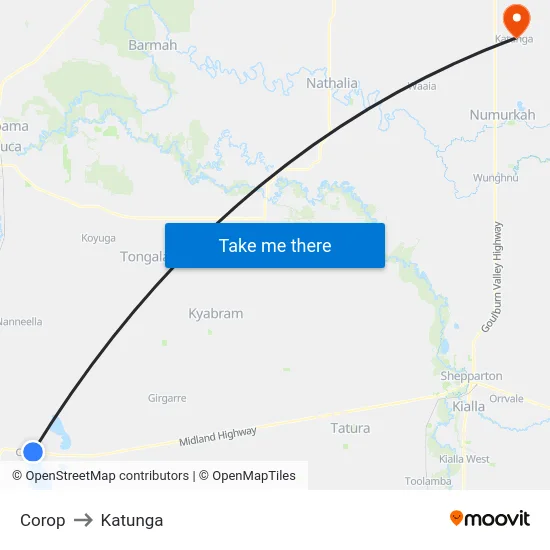 Corop to Katunga map