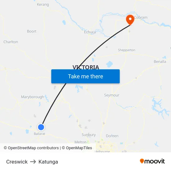 Creswick to Katunga map