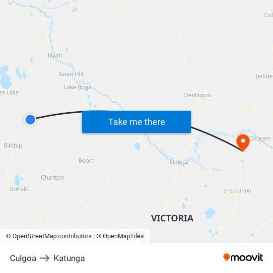 Culgoa to Katunga map