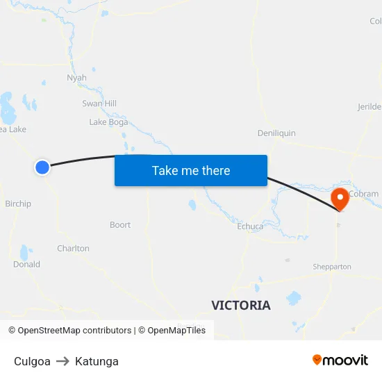 Culgoa to Katunga map