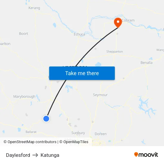 Daylesford to Katunga map