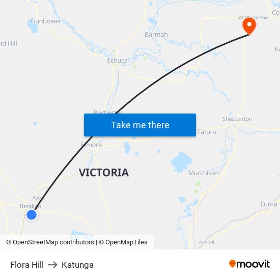 Flora Hill to Katunga map