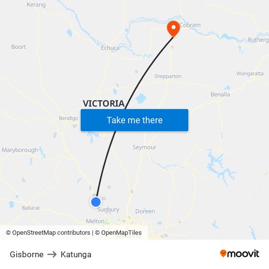 Gisborne to Katunga map