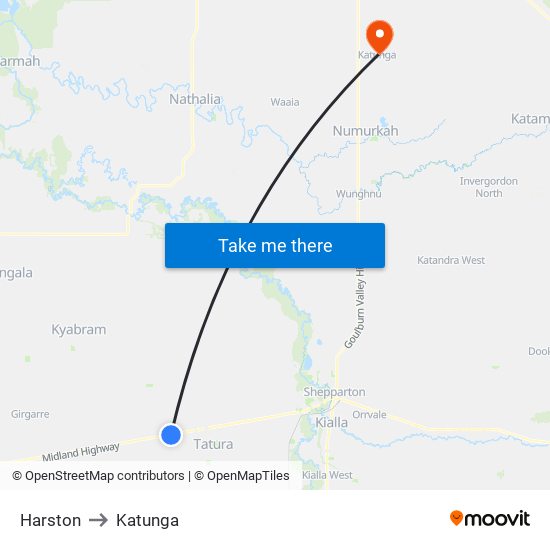 Harston to Katunga map