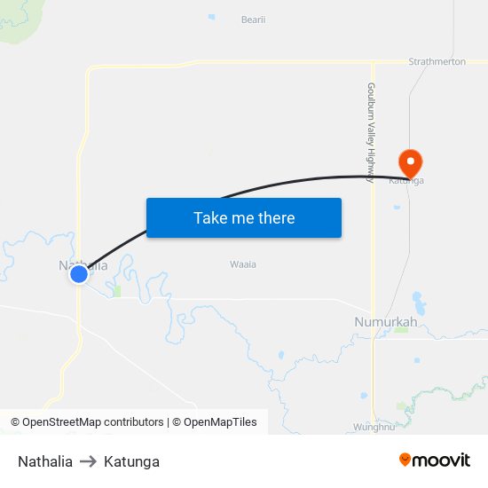 Nathalia to Katunga map