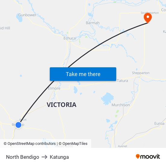 North Bendigo to Katunga map