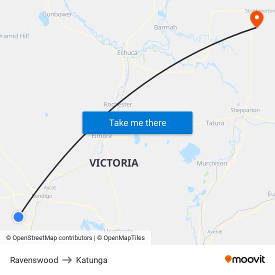 Ravenswood to Katunga map