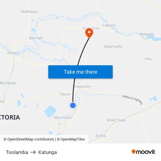 Toolamba to Katunga map