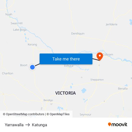 Yarrawalla to Katunga map