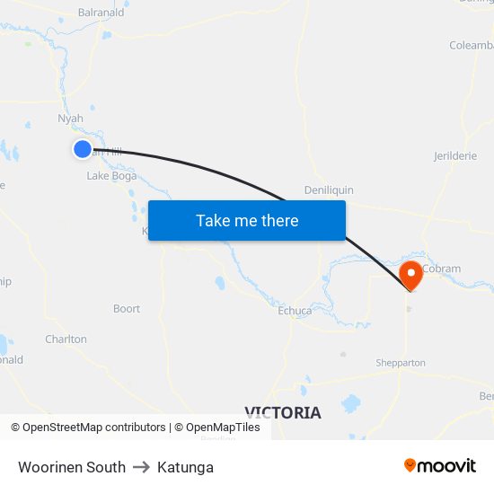 Woorinen South to Katunga map