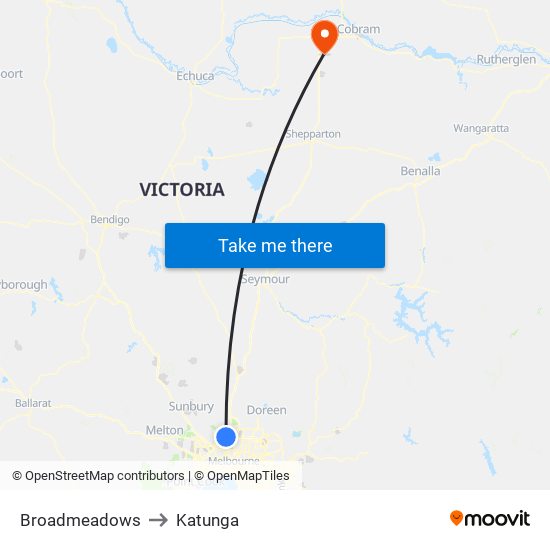Broadmeadows to Katunga map