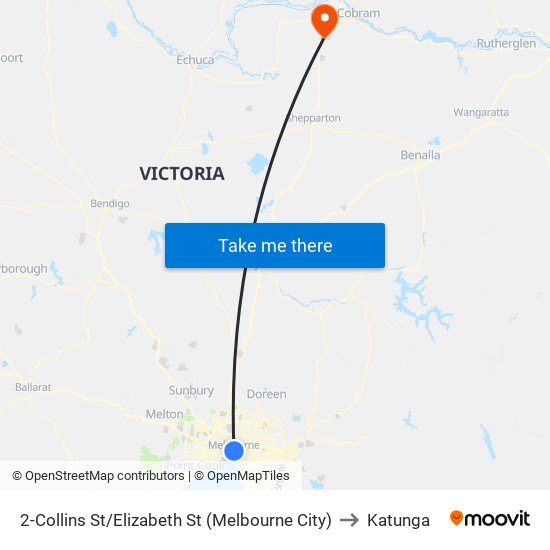 2-Collins St/Elizabeth St (Melbourne City) to Katunga map