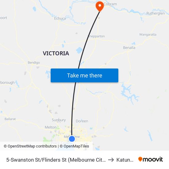 5-Swanston St/Flinders St (Melbourne City) to Katunga map