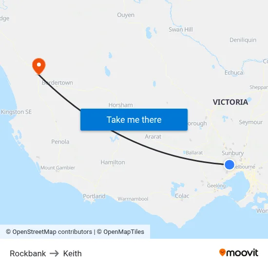 Rockbank to Keith map