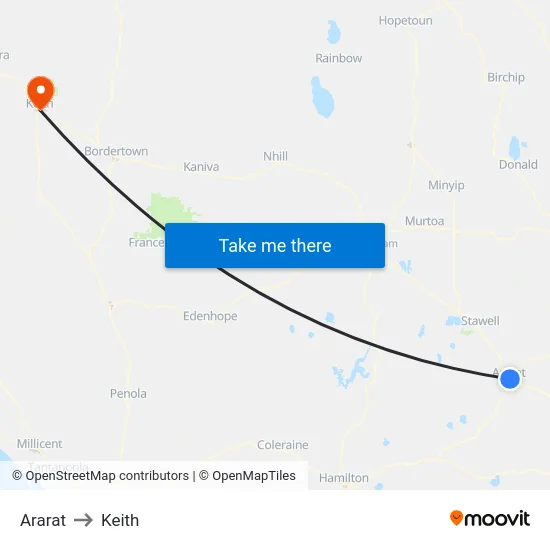 Ararat to Keith map