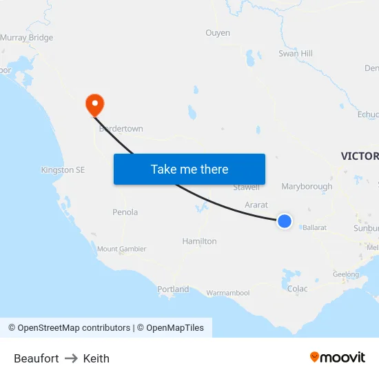 Beaufort to Keith map