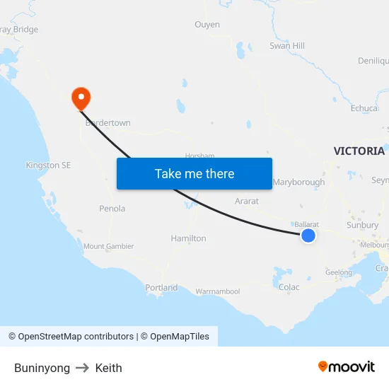 Buninyong to Keith map