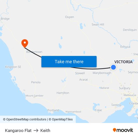 Kangaroo Flat to Keith map