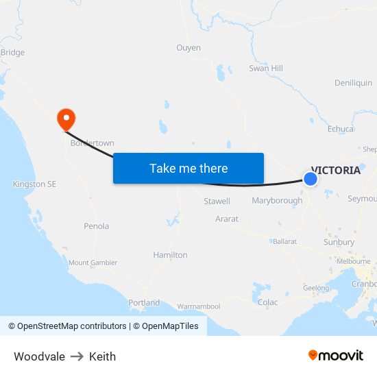 Woodvale to Keith map